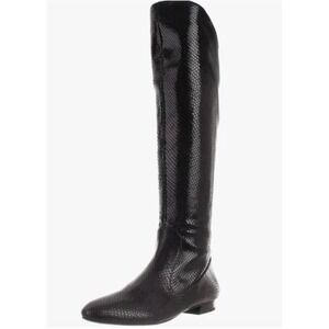 Via Spiga Black Kailey Leather Snake Embossed Knee-High Boot SZ‎ 8.5